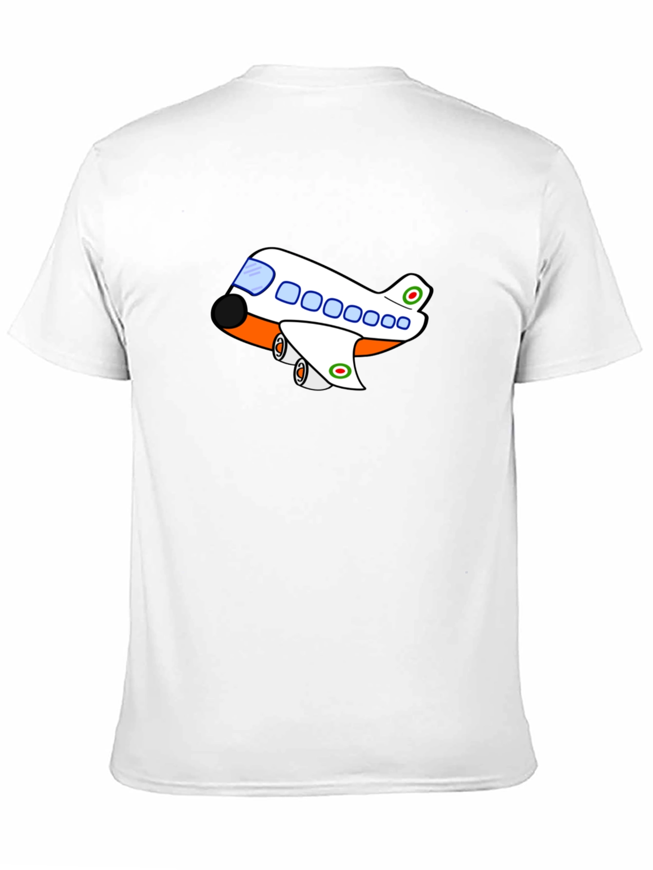 Cartoon Airplane T-Shirt - Black Short Sleeve