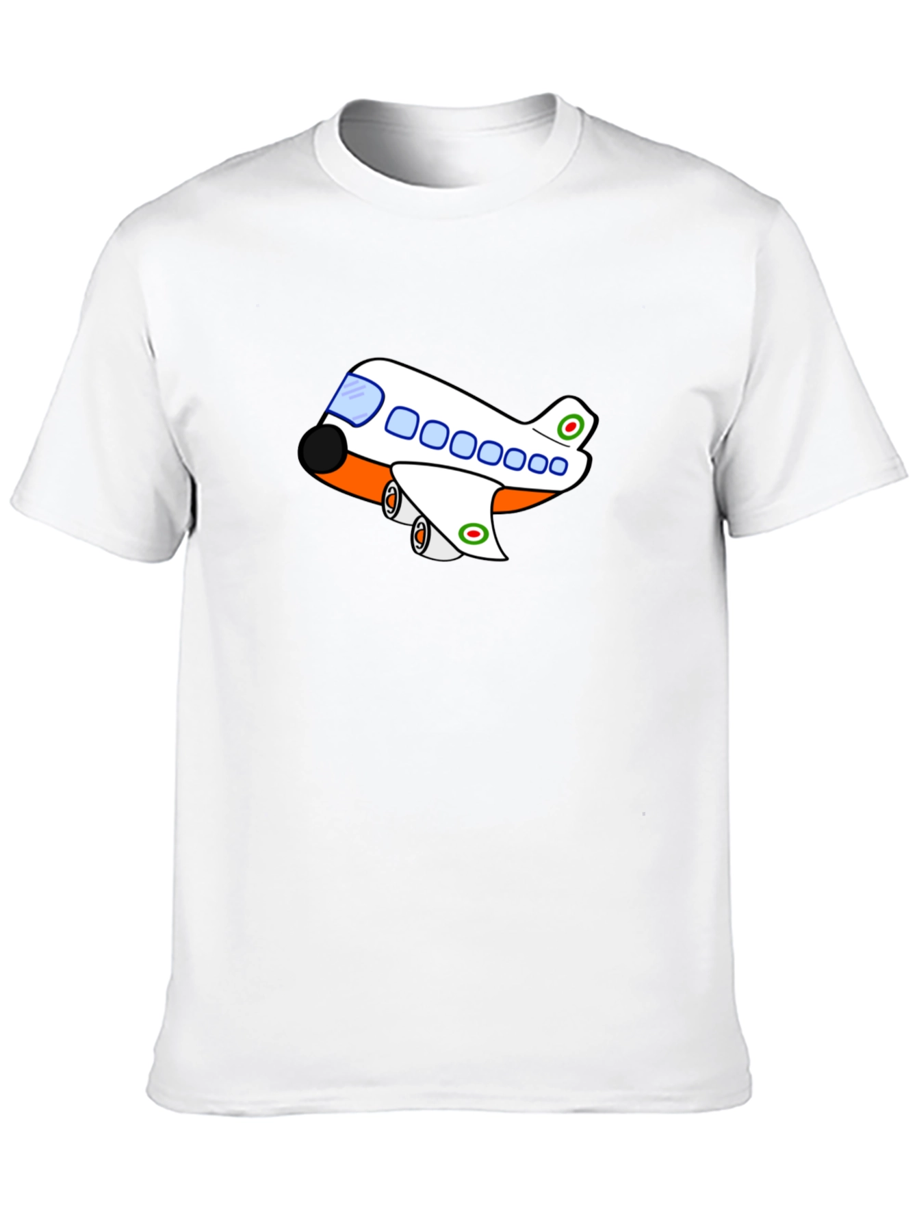 Cartoon Airplane T-Shirt - Black Short Sleeve
