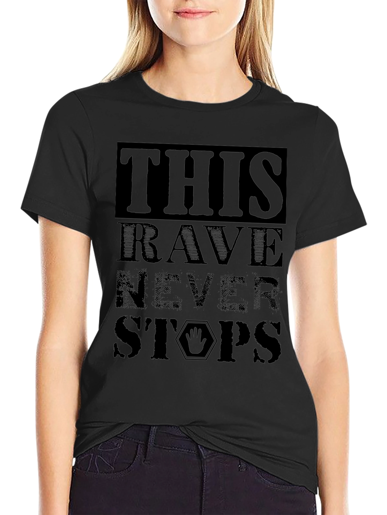 This Rave Never Stops Black Graphic T-Shirt
