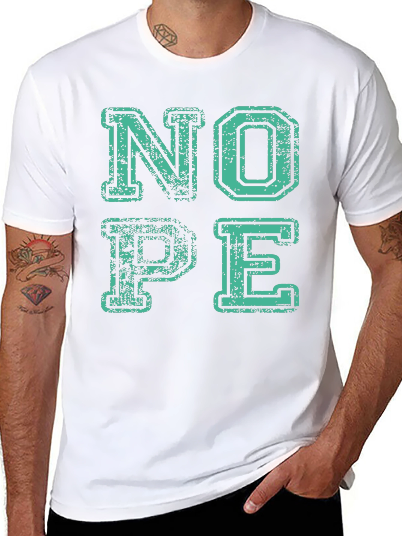 Nope Graphic T-Shirt - Casual Crew Neck Tee