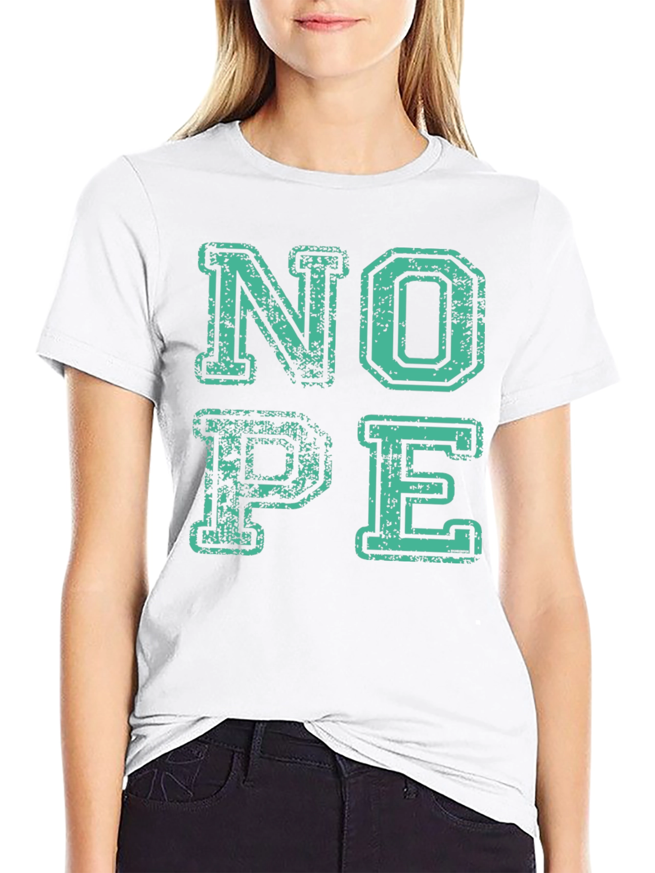 Nope Graphic T-Shirt - Casual Crew Neck Tee