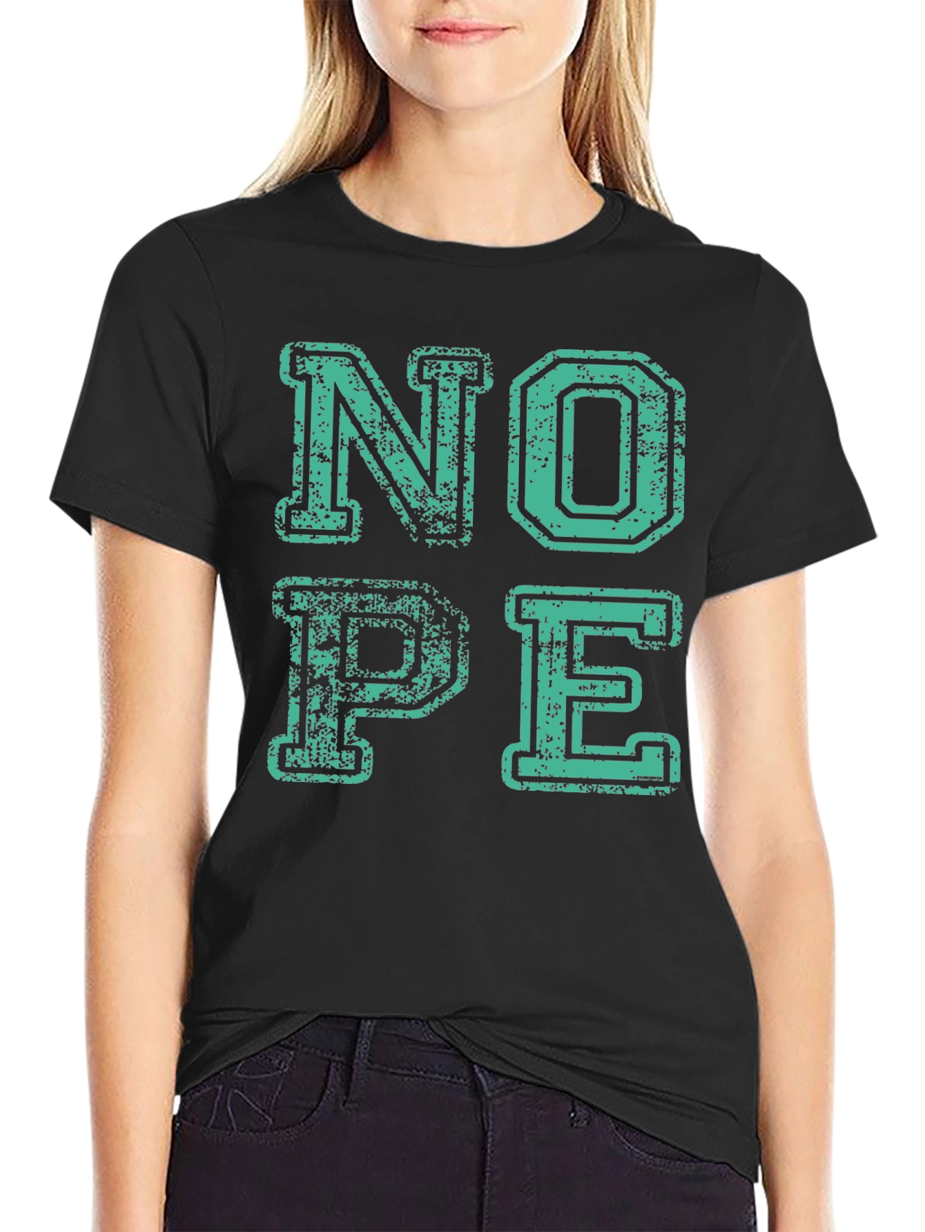 Nope Graphic T-Shirt - Casual Crew Neck Tee