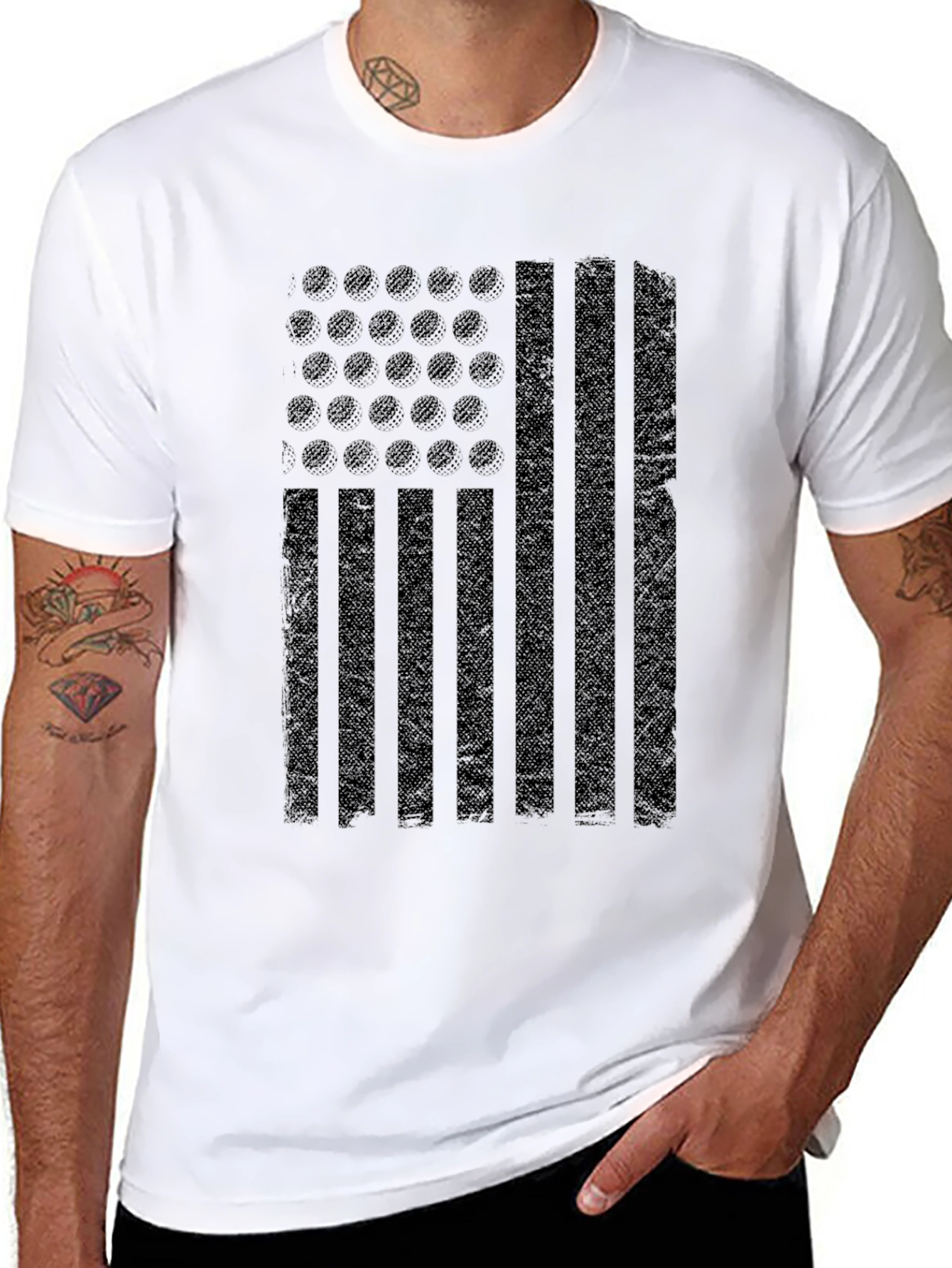 Distressed American Flag Graphic T-Shirt