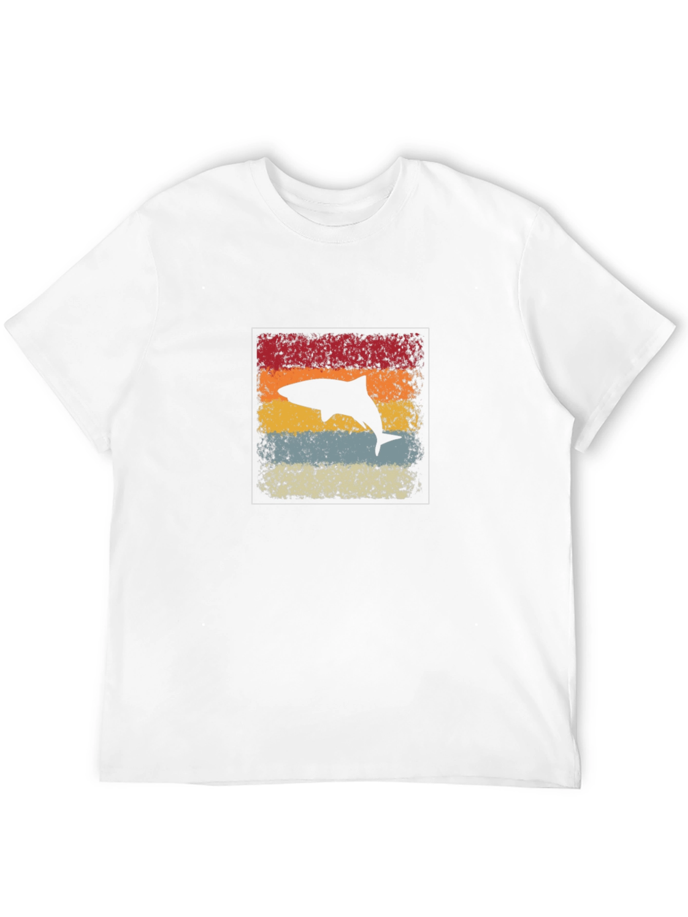 Retro Shark Graphic Tee - Black Cotton Casual Shirt