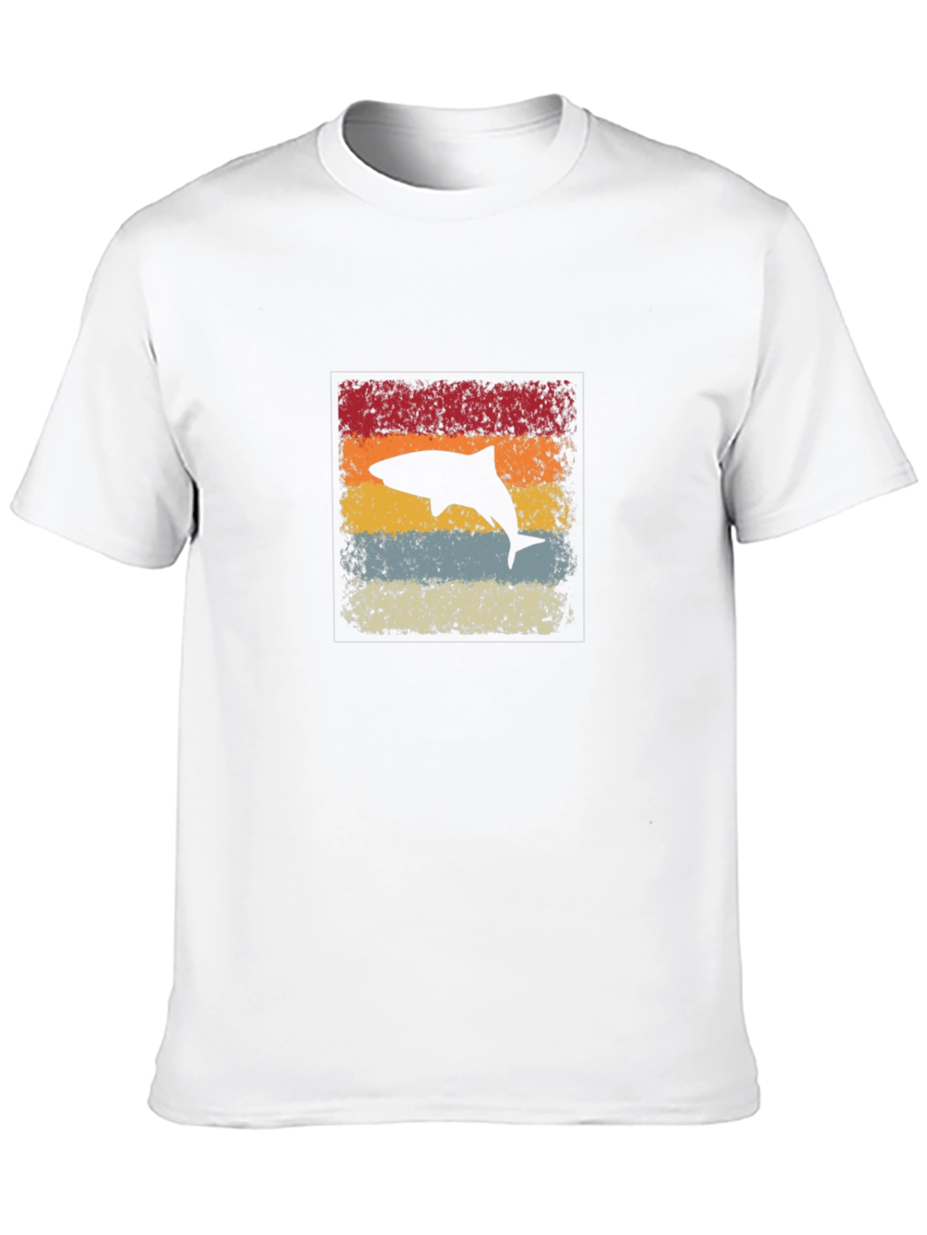 Retro Shark Graphic Tee - Black Cotton Casual Shirt