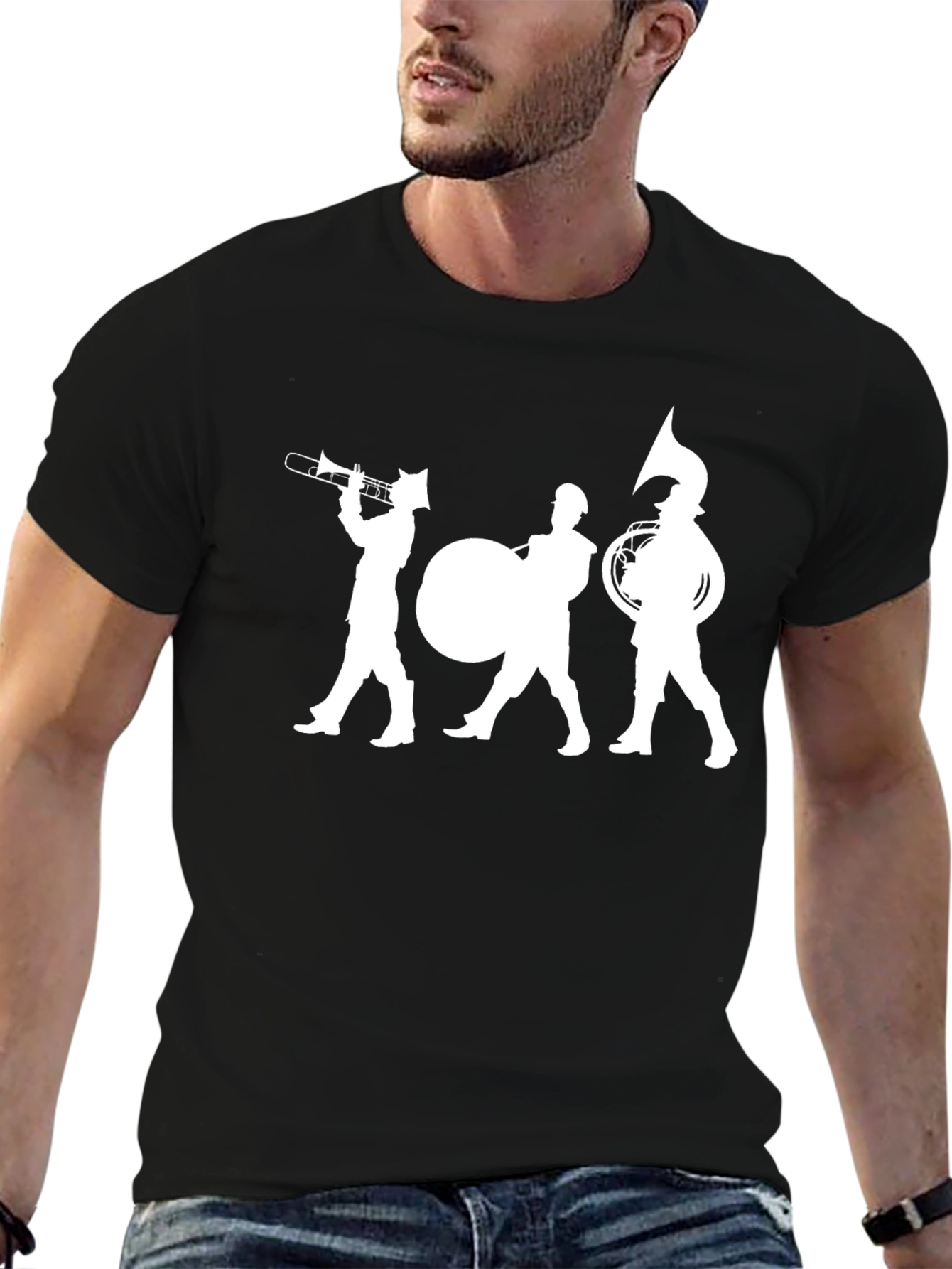 Marching Band Silhouette Black T-Shirt