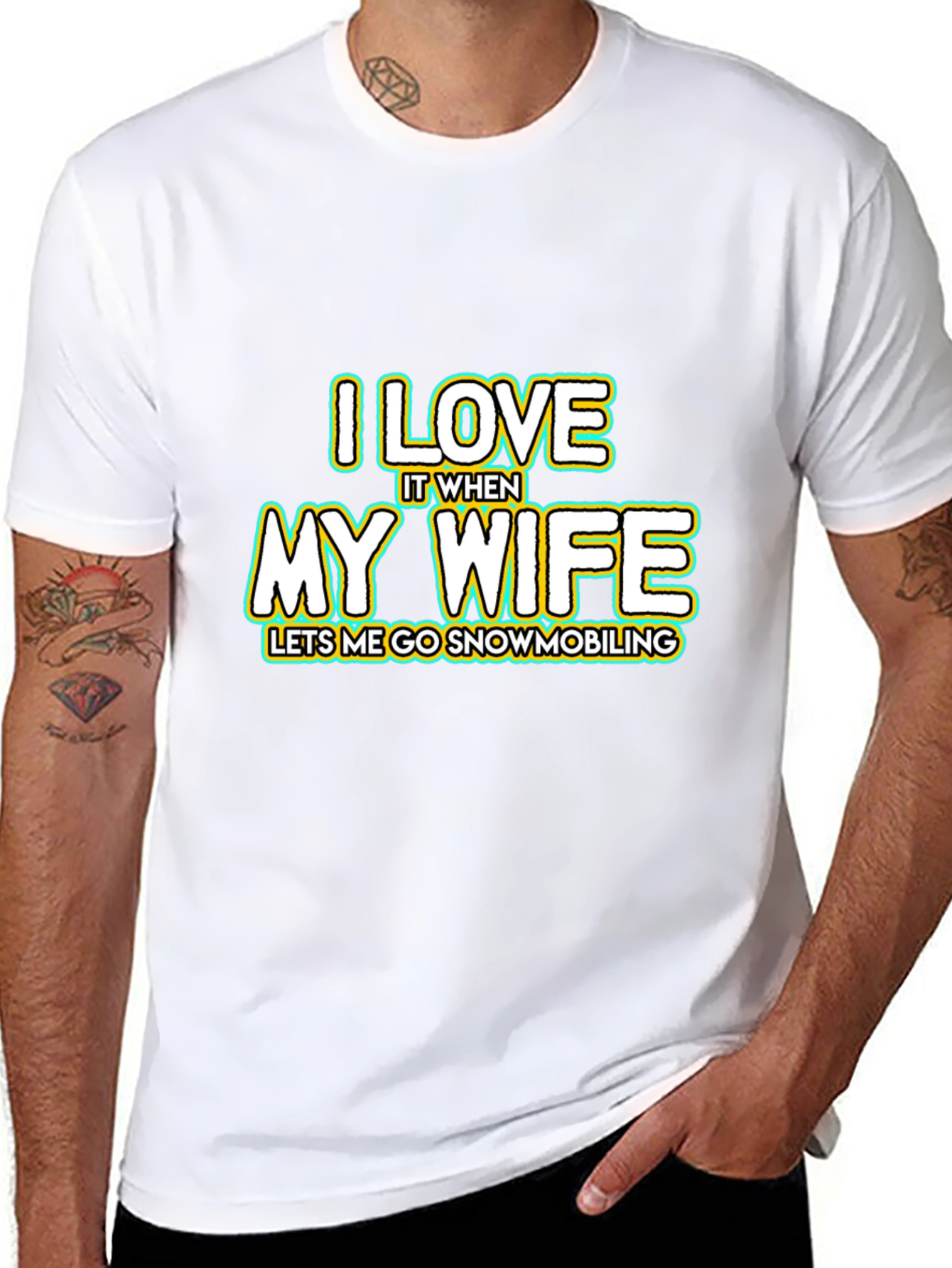 I Love My Wife Snowmobiling Black T-Shirt