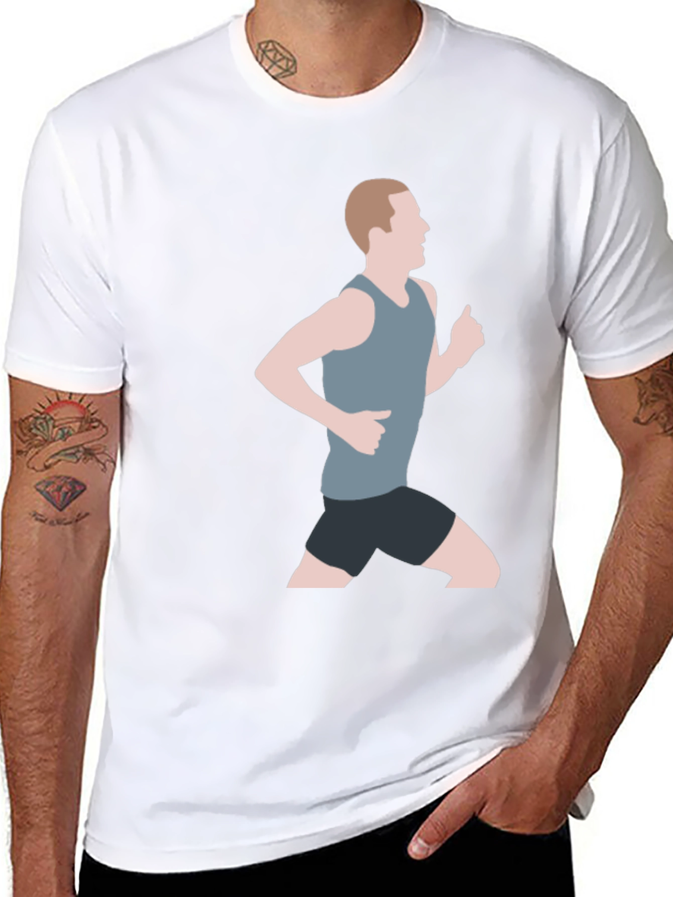 Black Tee with Runner Graphic