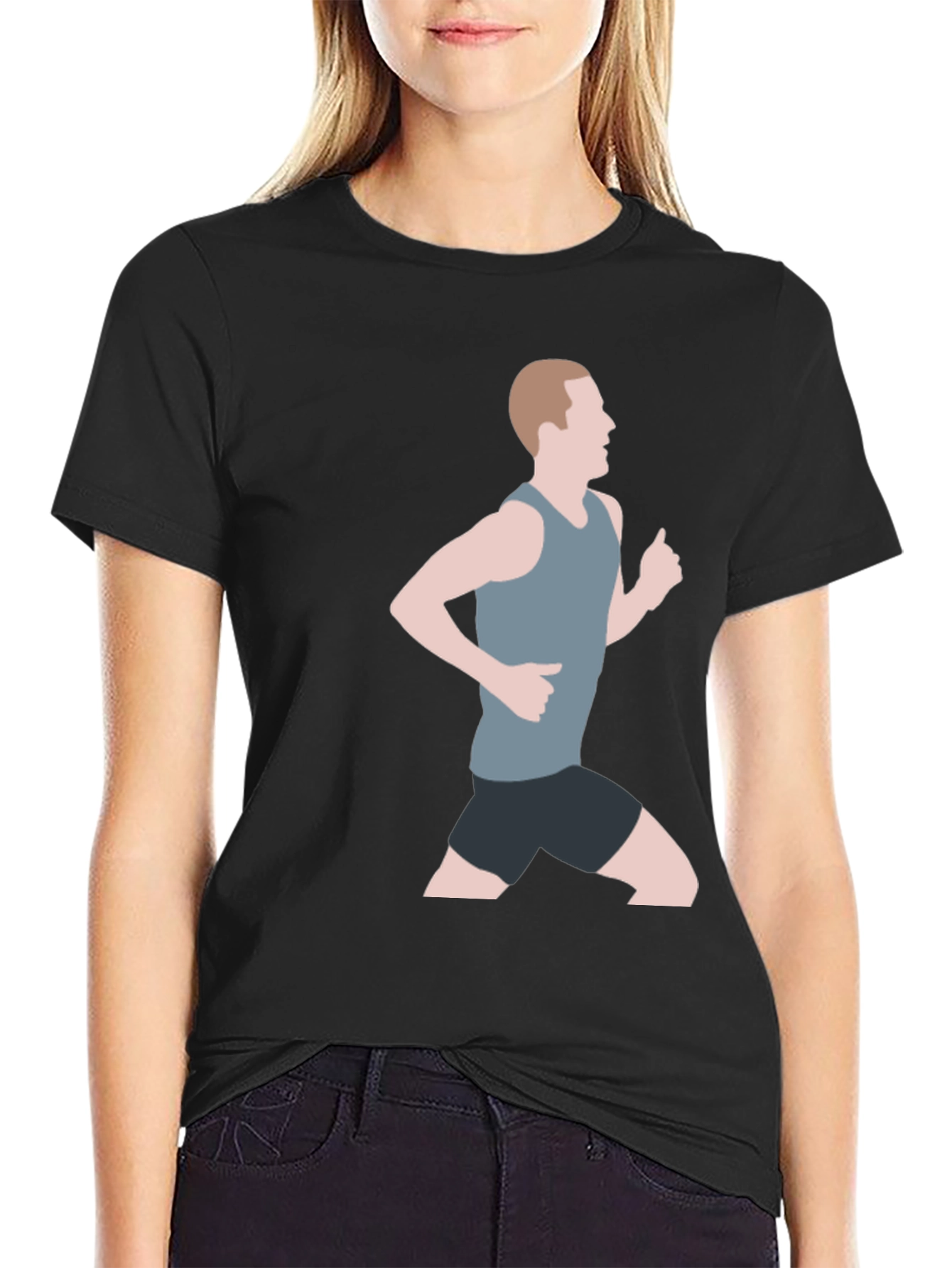 Black Tee with Runner Graphic