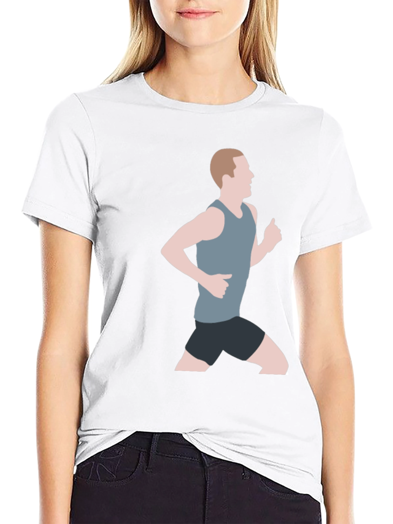 Black Tee with Runner Graphic