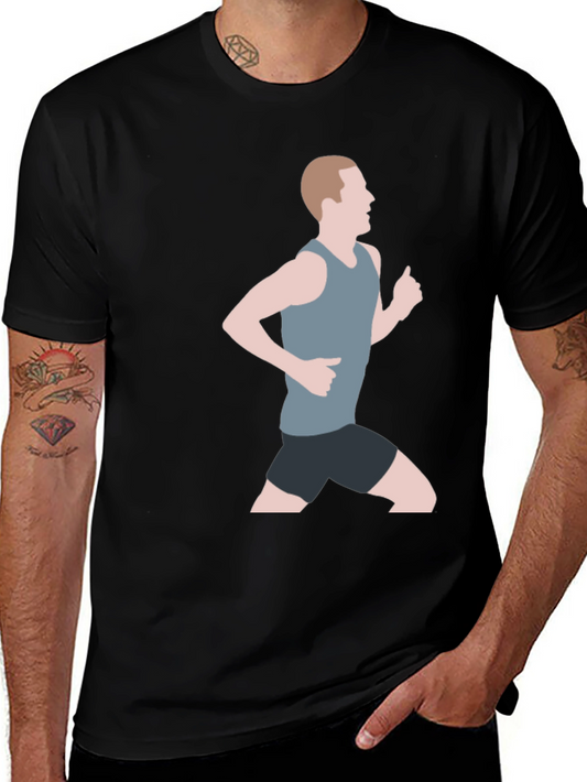 Black Tee with Runner Graphic