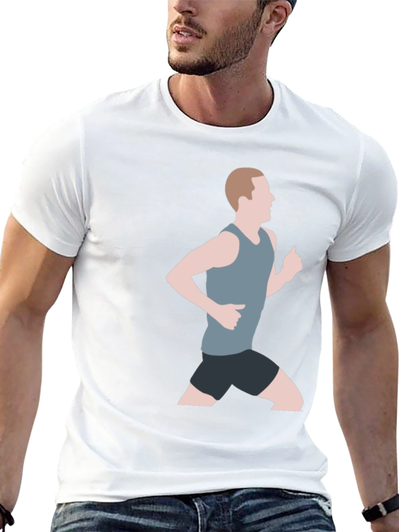 Black Tee with Runner Graphic