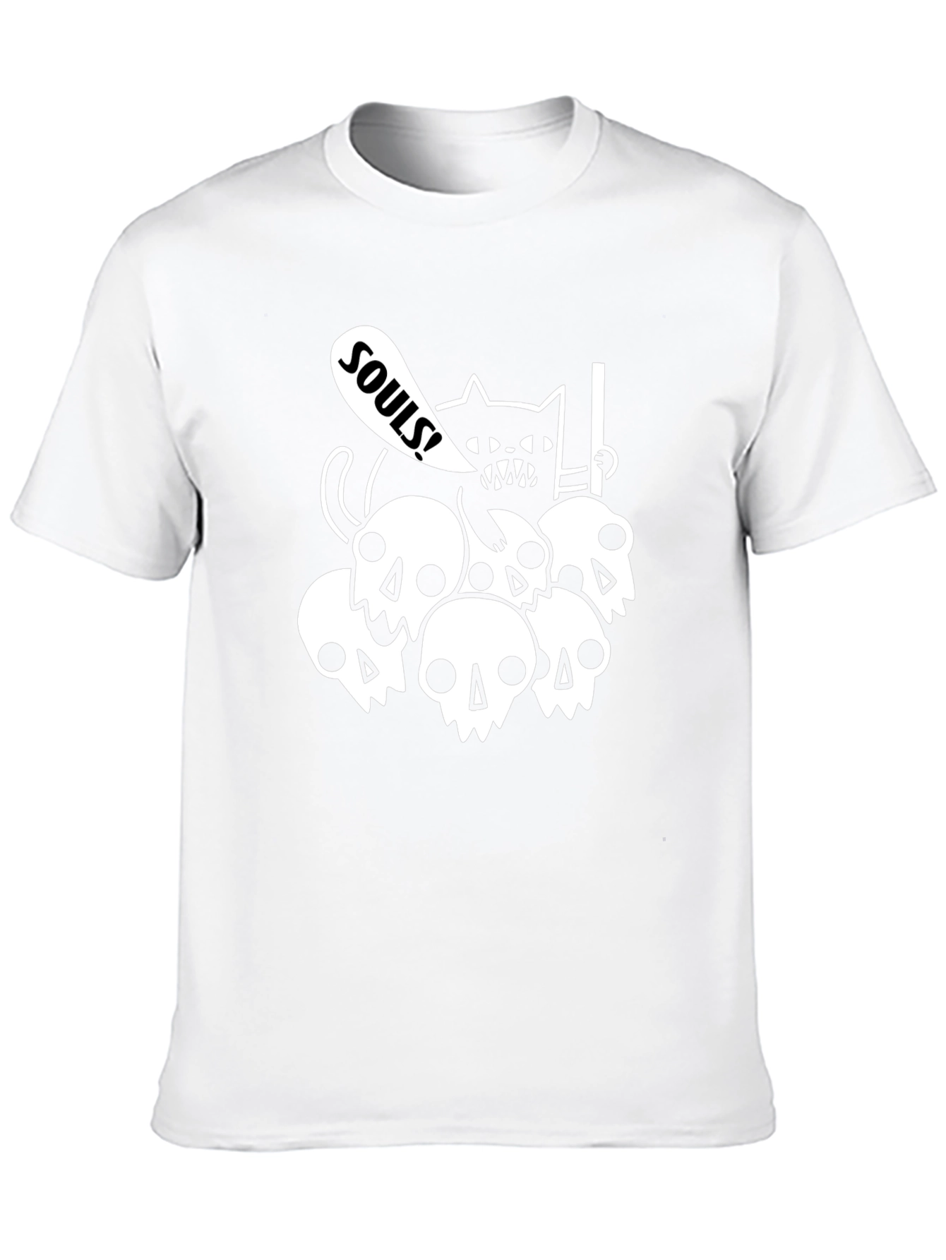 Skull Cat Souls Black Graphic T-Shirt