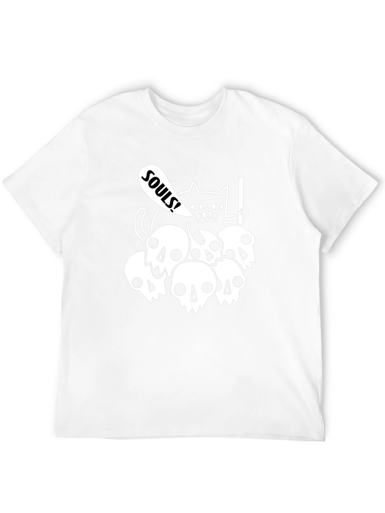 Skull Cat Souls Black Graphic T-Shirt