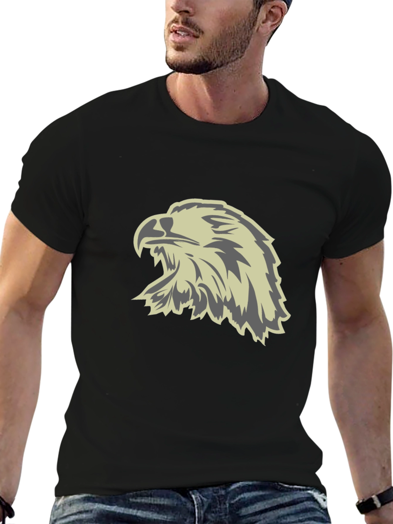 Bold Eagle Graphic Tee - Black