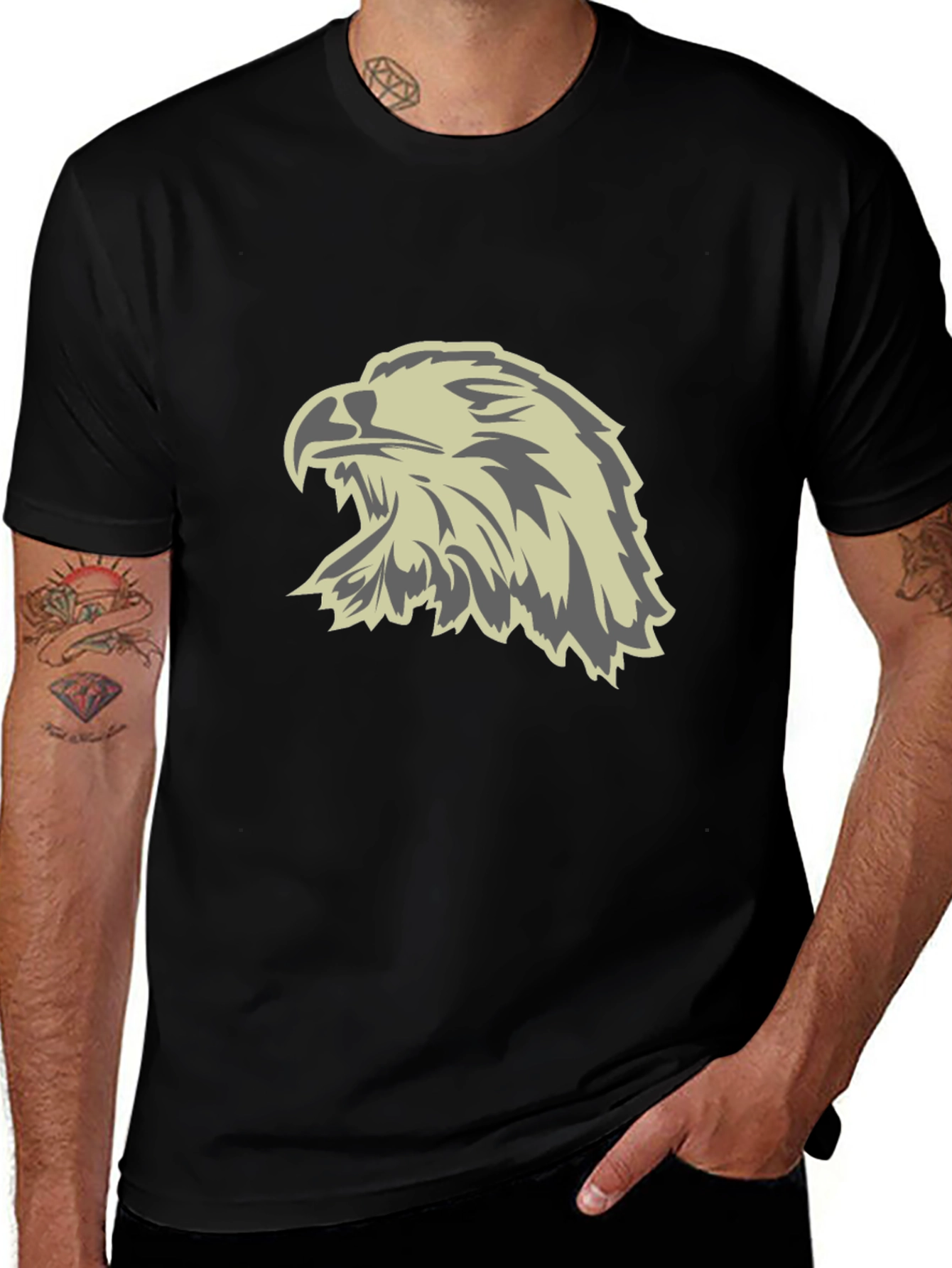 Bold Eagle Graphic Tee - Black