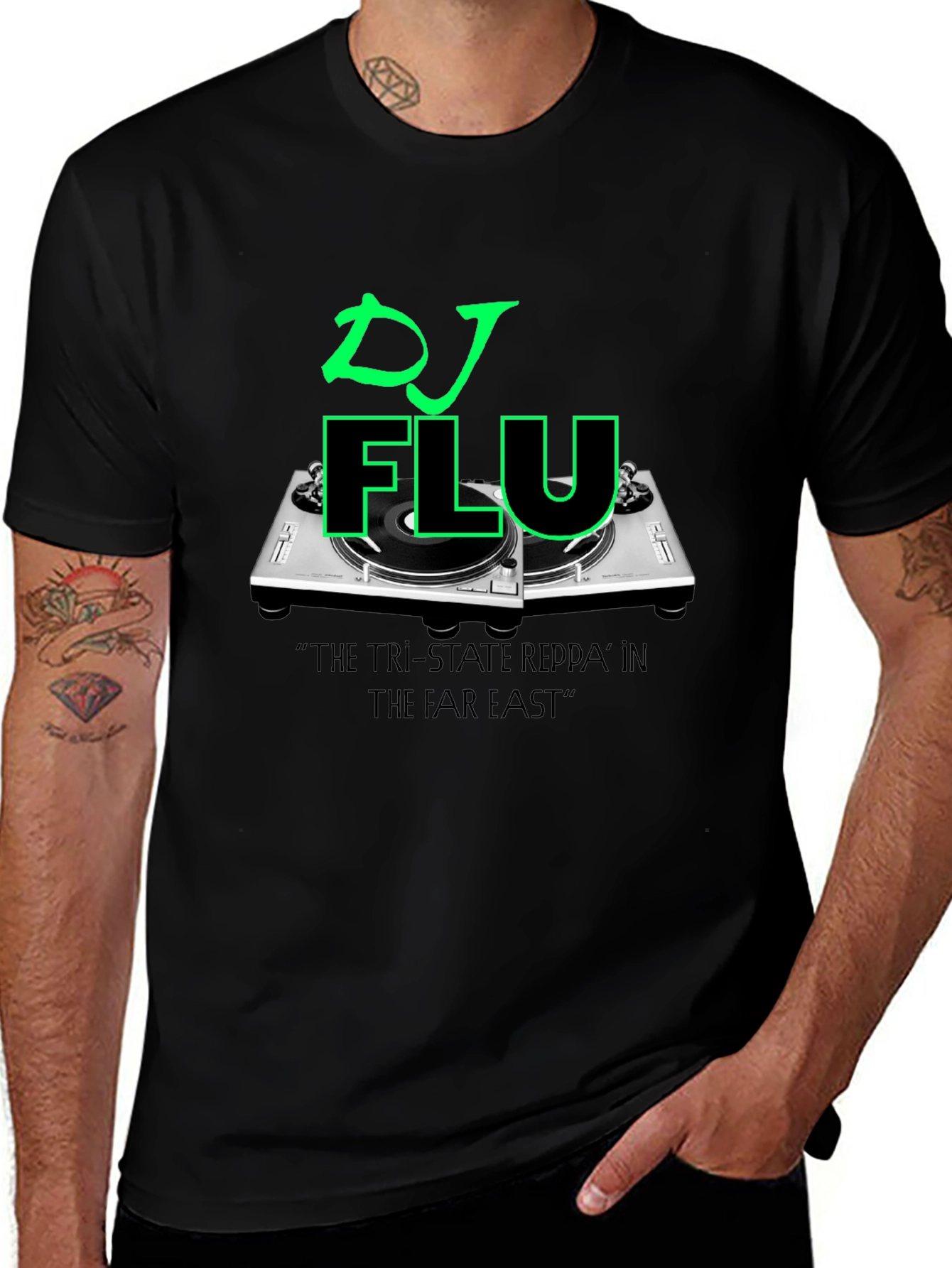 DJ FLU Graphic Tee - Turntable Design