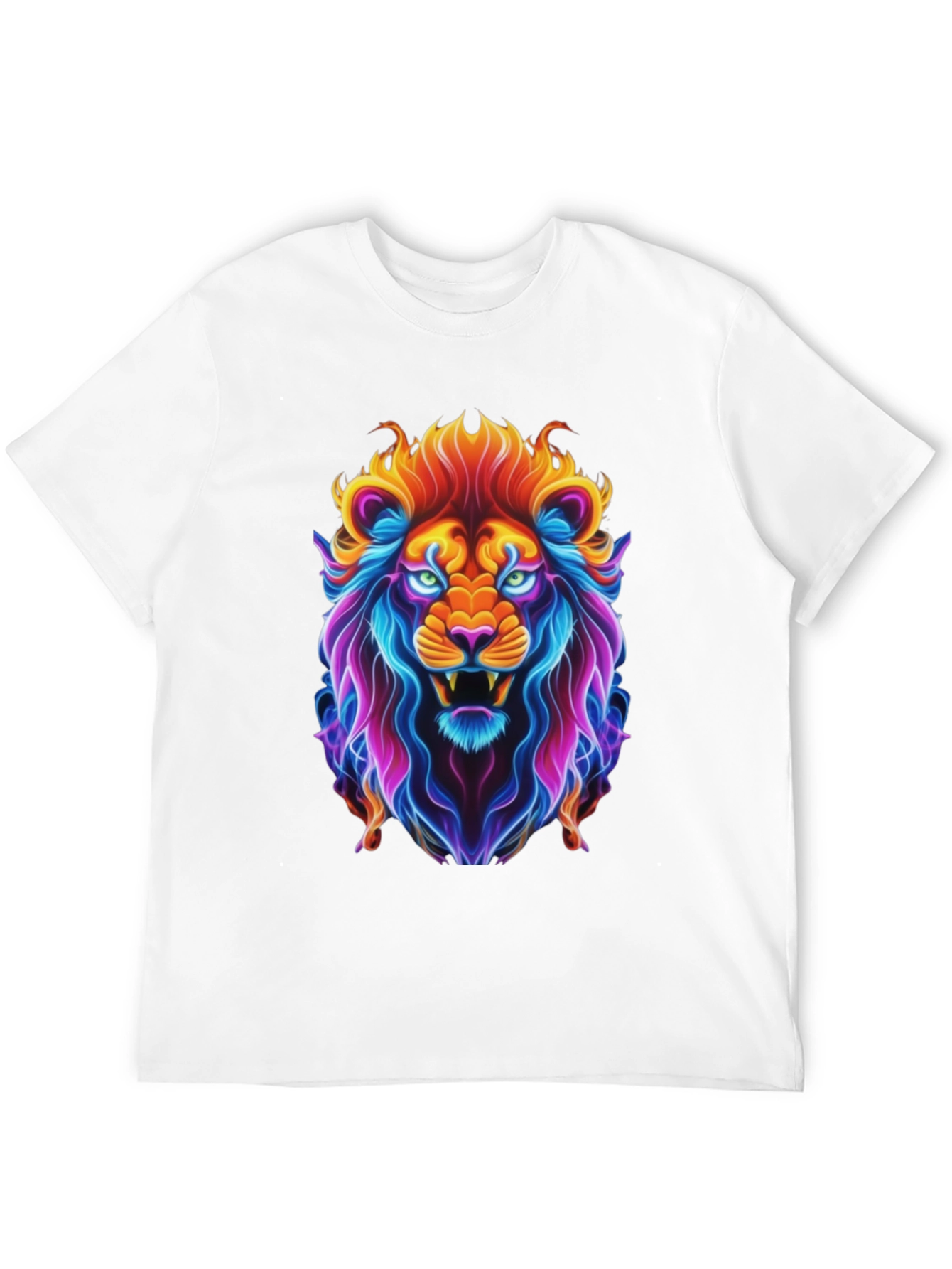 Neon Lion Graphic Tee - Bold Animal Print