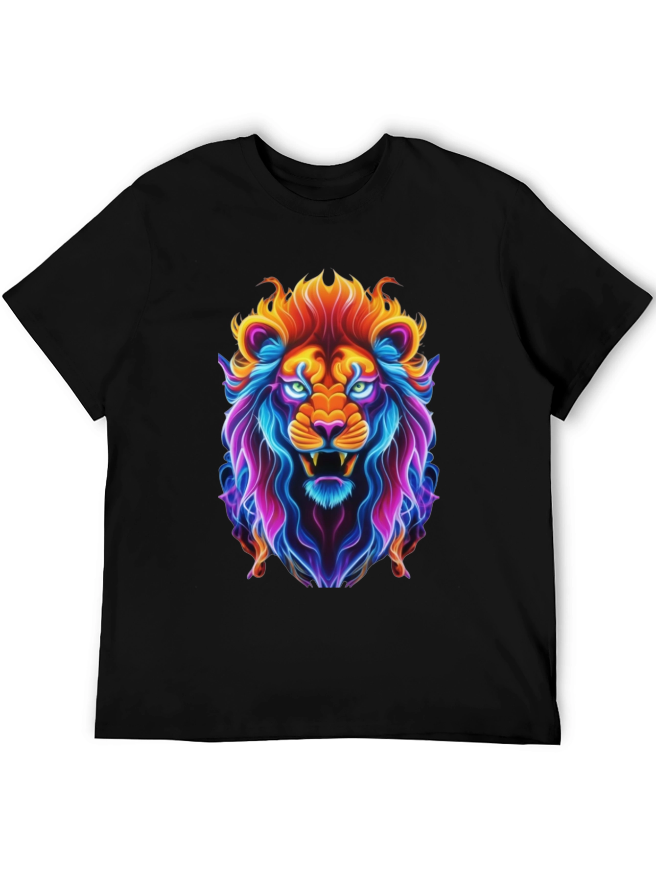 Neon Lion Graphic Tee - Bold Animal Print