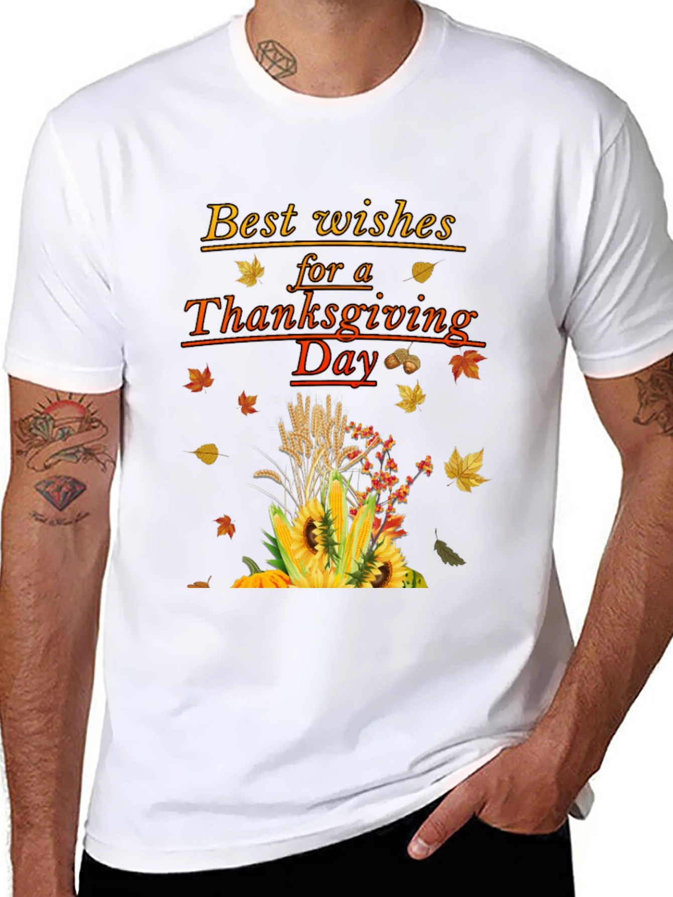 Thanksgiving Wishes T-Shirt - Fall Harvest Design