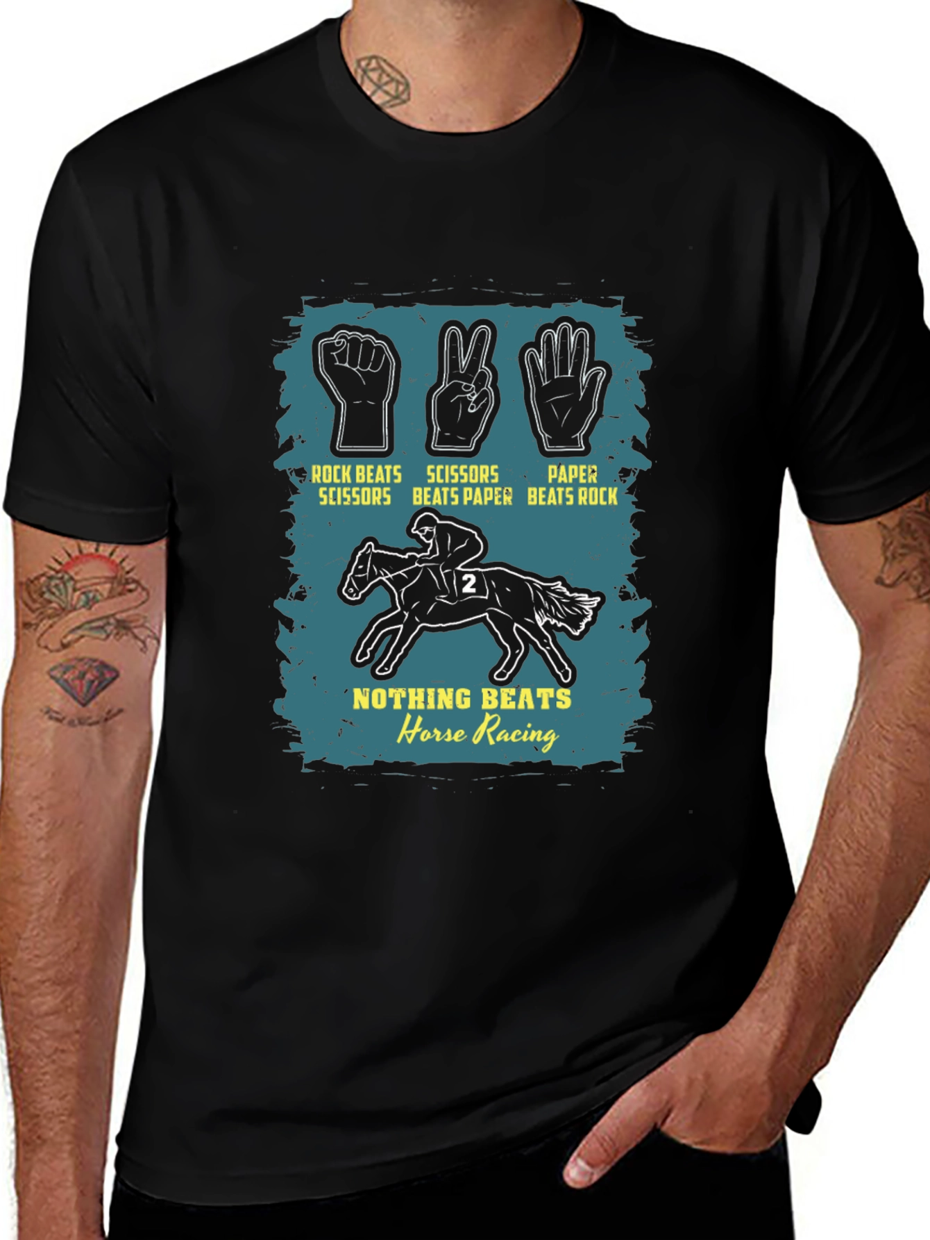 Rock Paper Scissors Horse Racing Graphic Tee