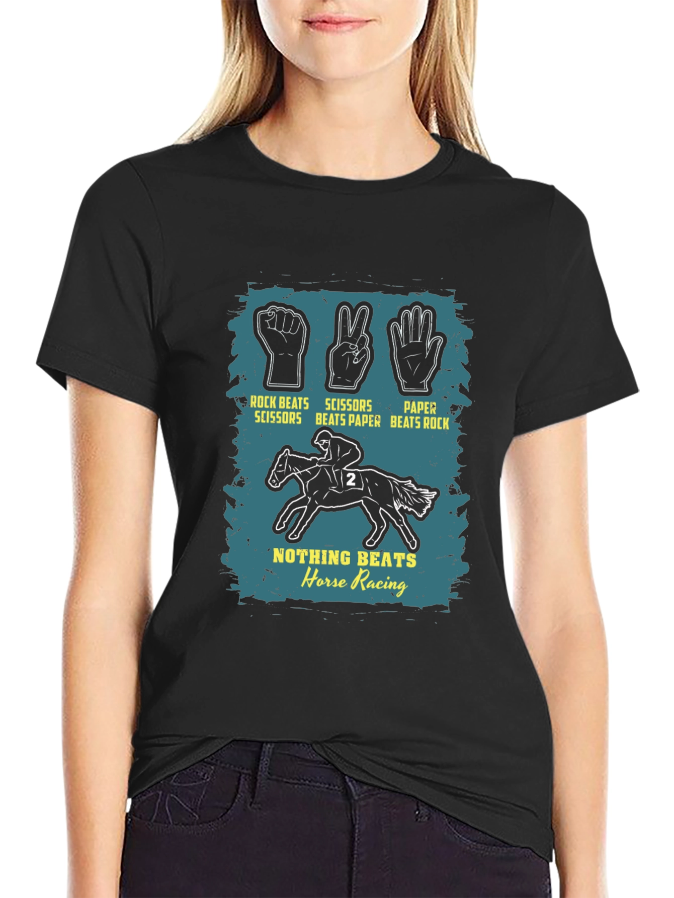 Rock Paper Scissors Horse Racing Graphic Tee