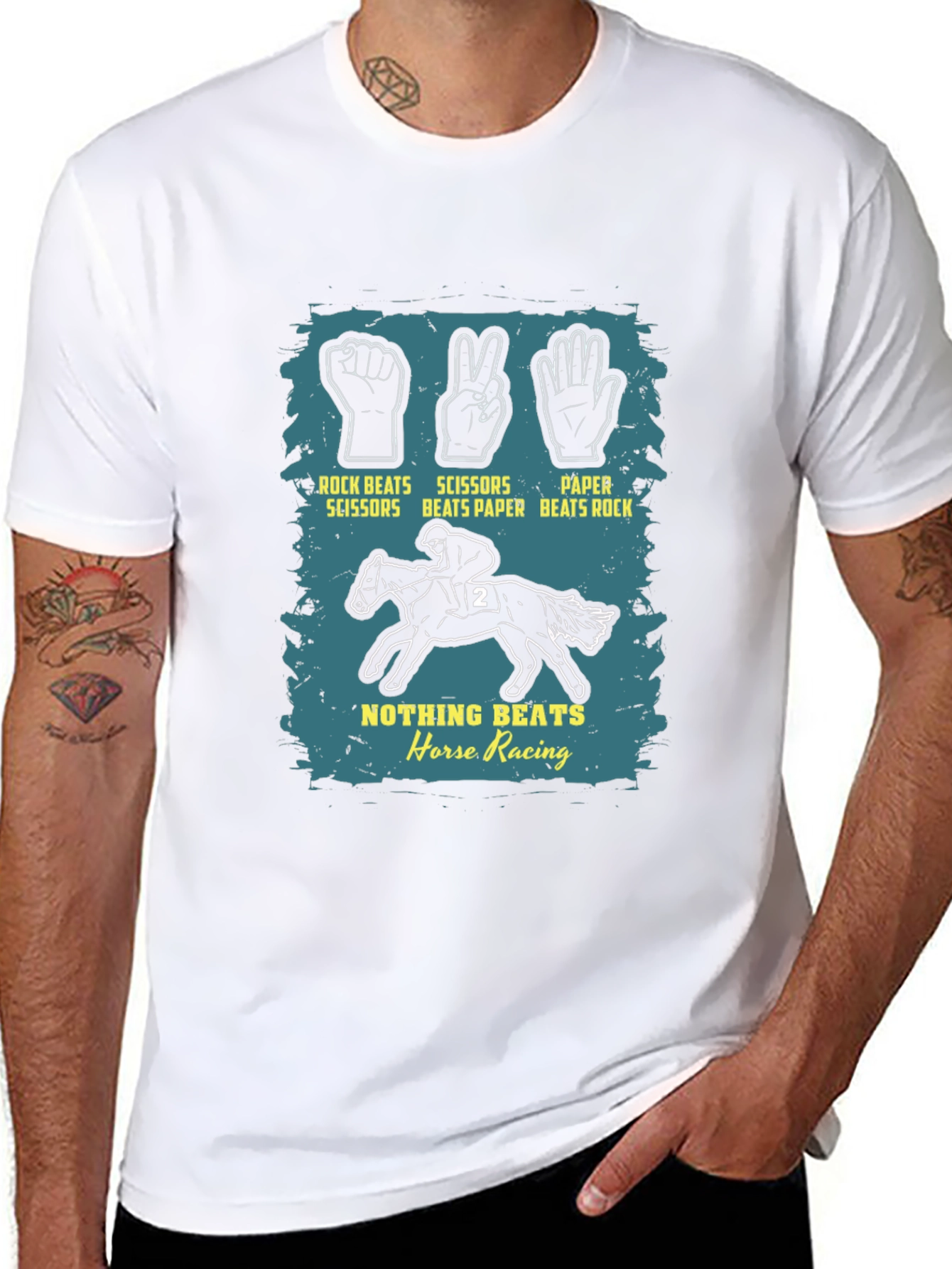 Rock Paper Scissors Horse Racing Graphic Tee