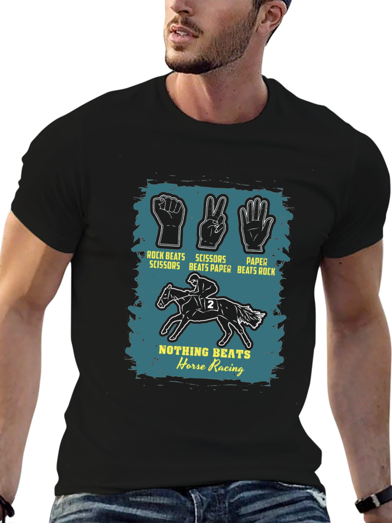 Rock Paper Scissors Horse Racing Graphic Tee