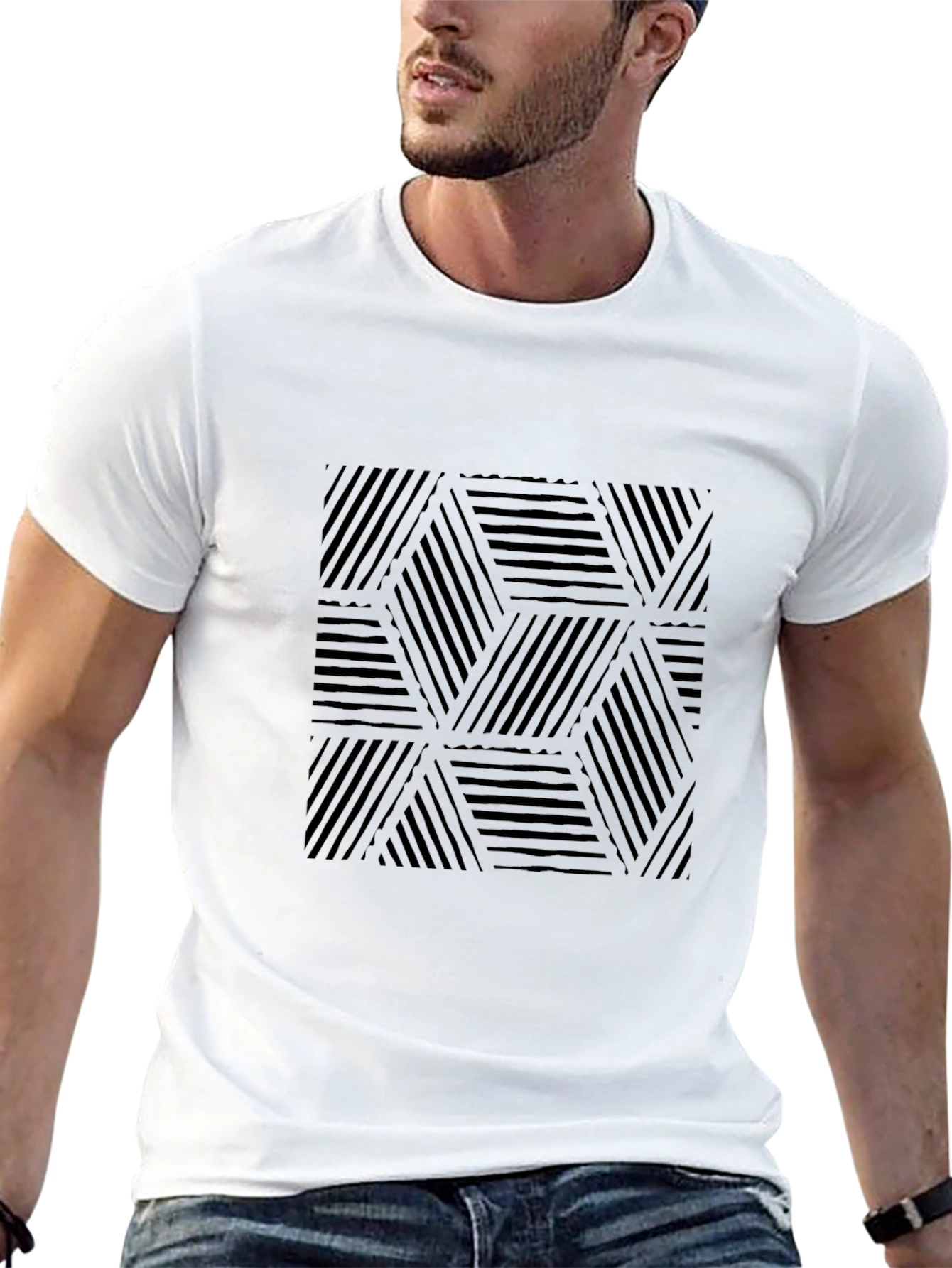 Modern Geometric Black T-Shirt
