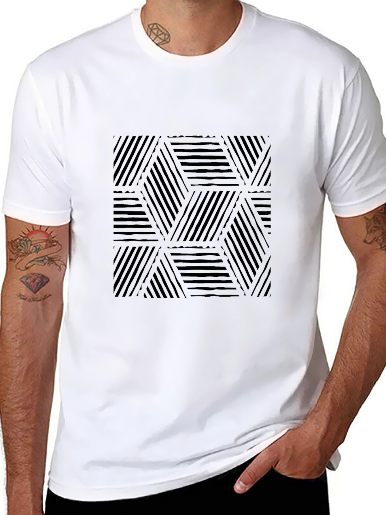 Modern Geometric Black T-Shirt