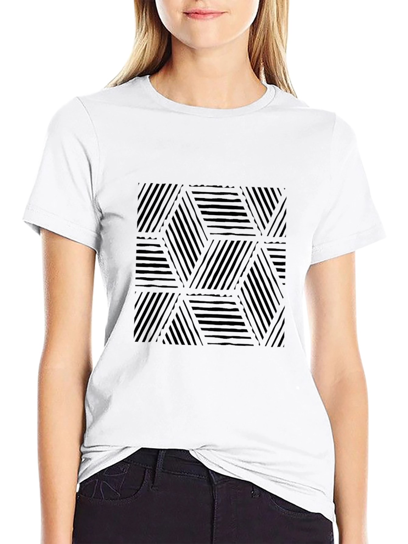 Modern Geometric Black T-Shirt