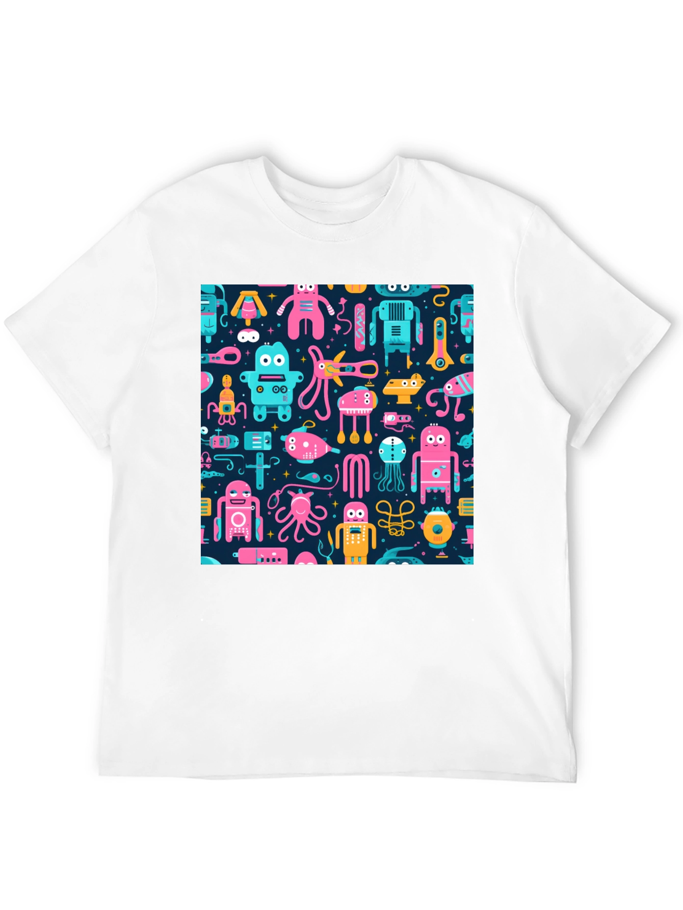 Robots & Aliens Pattern T-Shirt