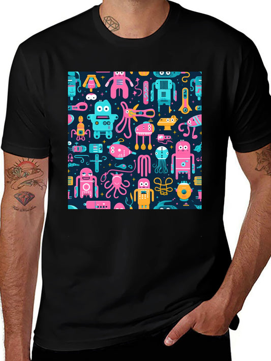 Robots & Aliens Pattern T-Shirt