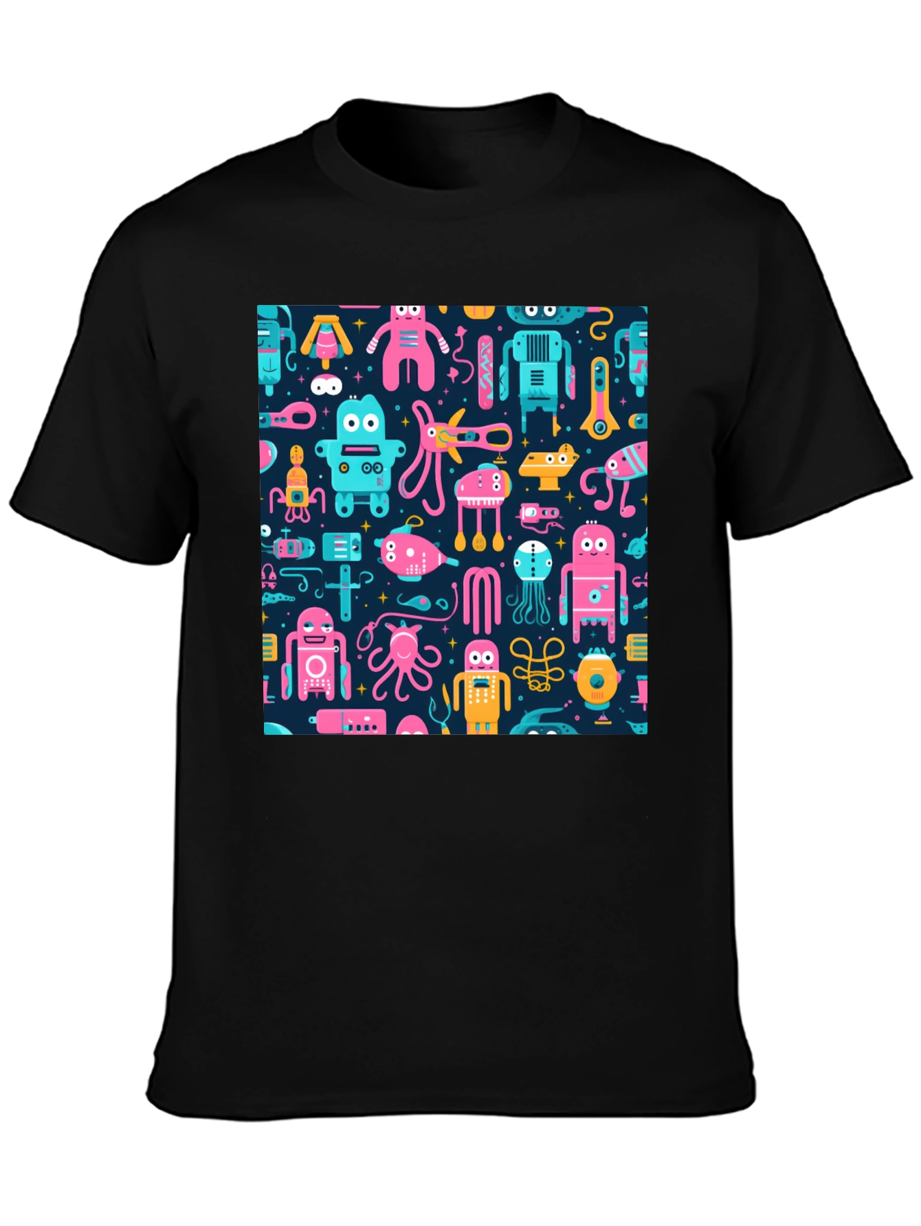 Robots & Aliens Pattern T-Shirt