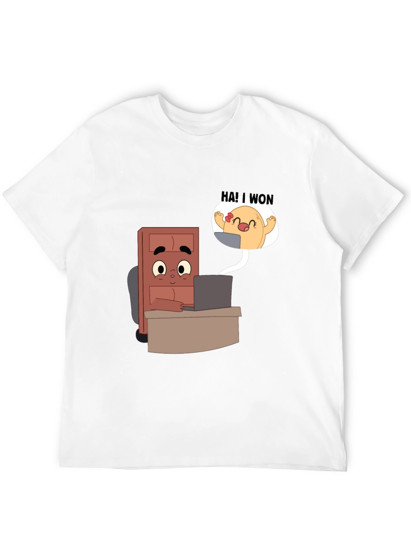 Cartoon Character Desk Scene Black T-Shirt