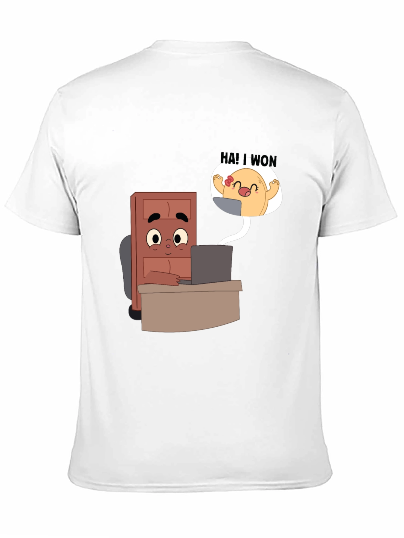 Cartoon Character Desk Scene Black T-Shirt