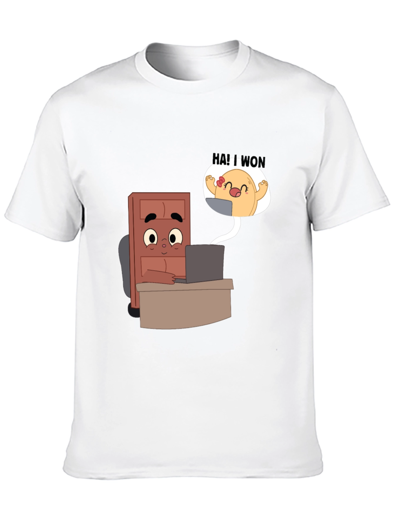 Cartoon Character Desk Scene Black T-Shirt