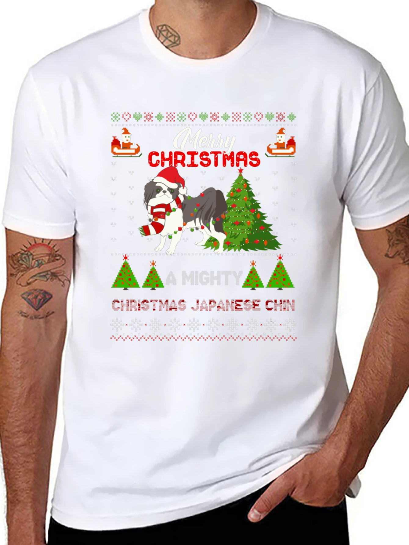 Merry Christmas Japanese Chin Dog T-Shirt