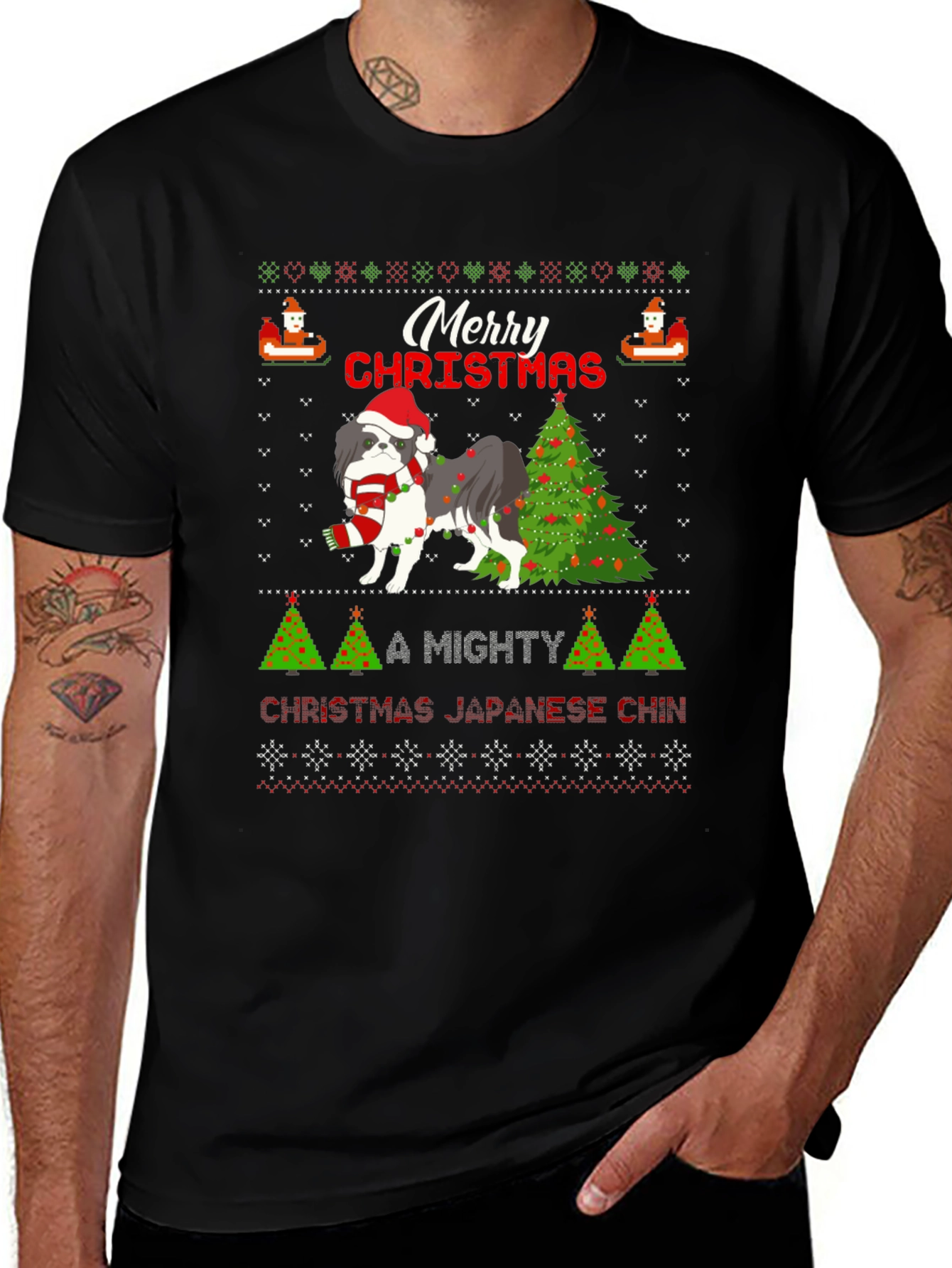 Merry Christmas Japanese Chin Dog T-Shirt