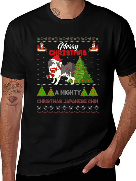 Merry Christmas Japanese Chin Dog T-Shirt