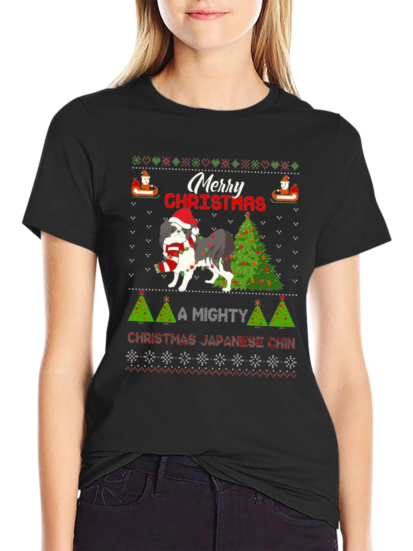 Merry Christmas Japanese Chin Dog T-Shirt
