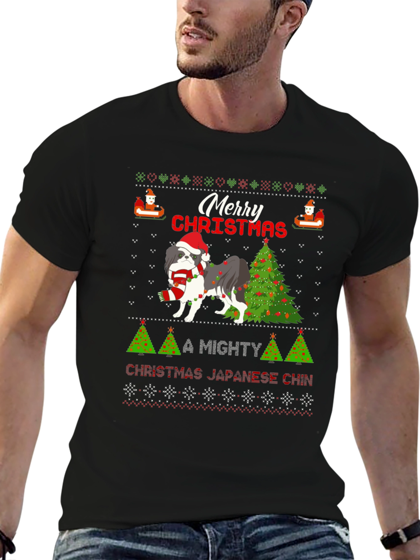 Merry Christmas Japanese Chin Dog T-Shirt
