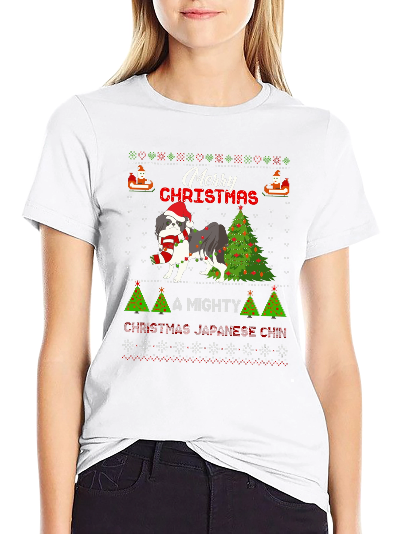 Merry Christmas Japanese Chin Dog T-Shirt