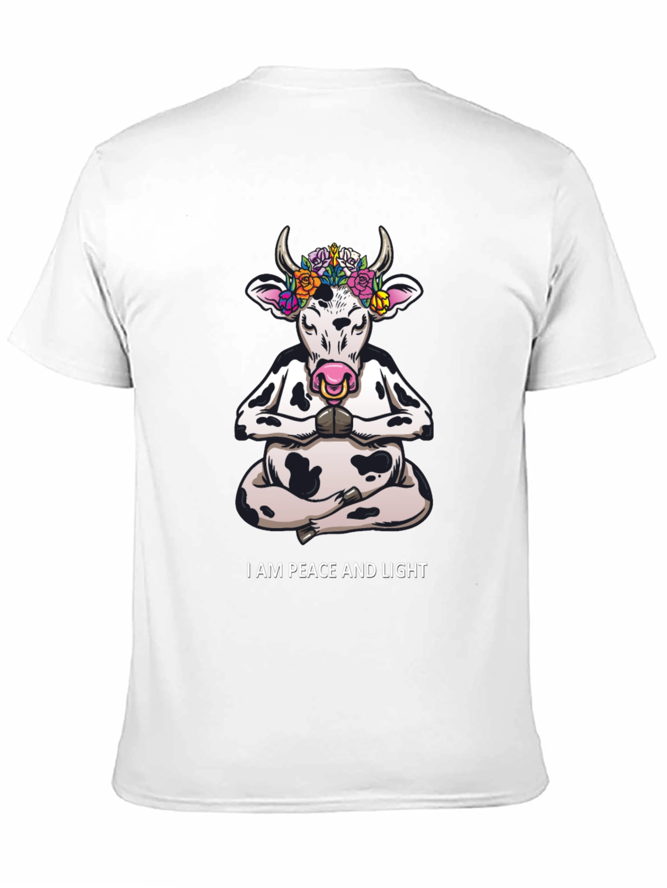 Peace & Light Yoga Cow Graphic T-Shirt