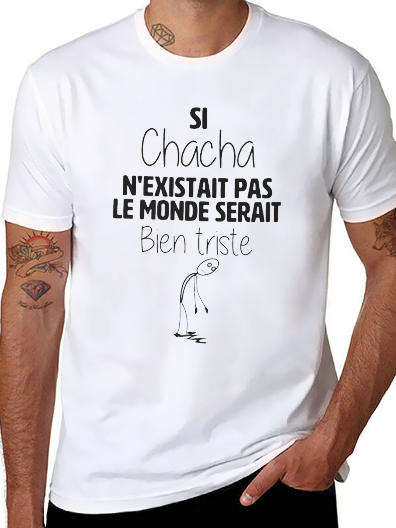 Mens Si Chacha Graphic T-Shirt - Black