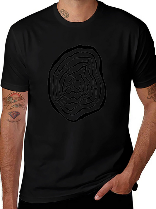 Abstract Tree Ring Graphic Print Mens Tee