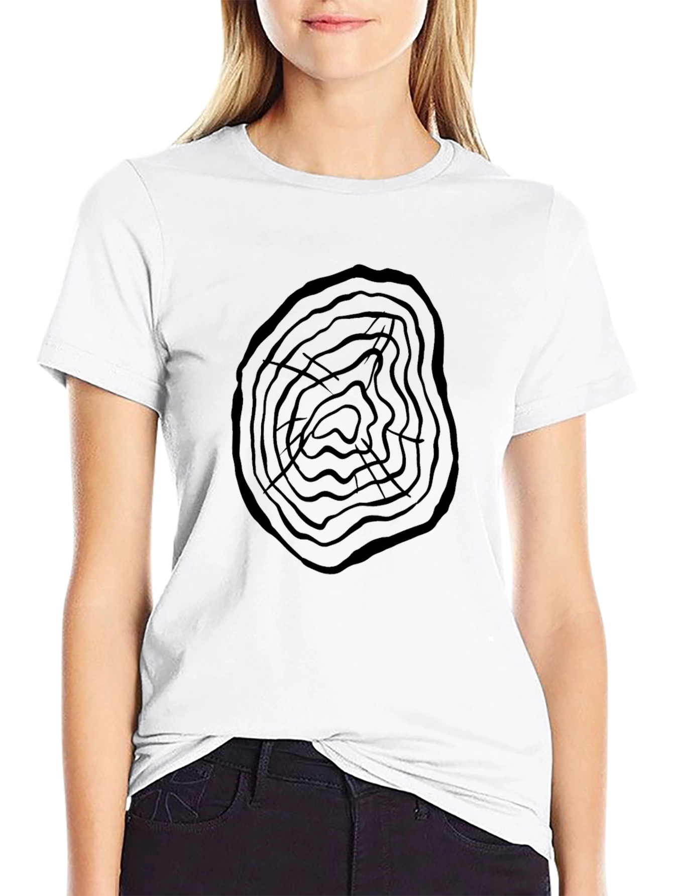 Abstract Tree Ring Graphic Print Mens Tee
