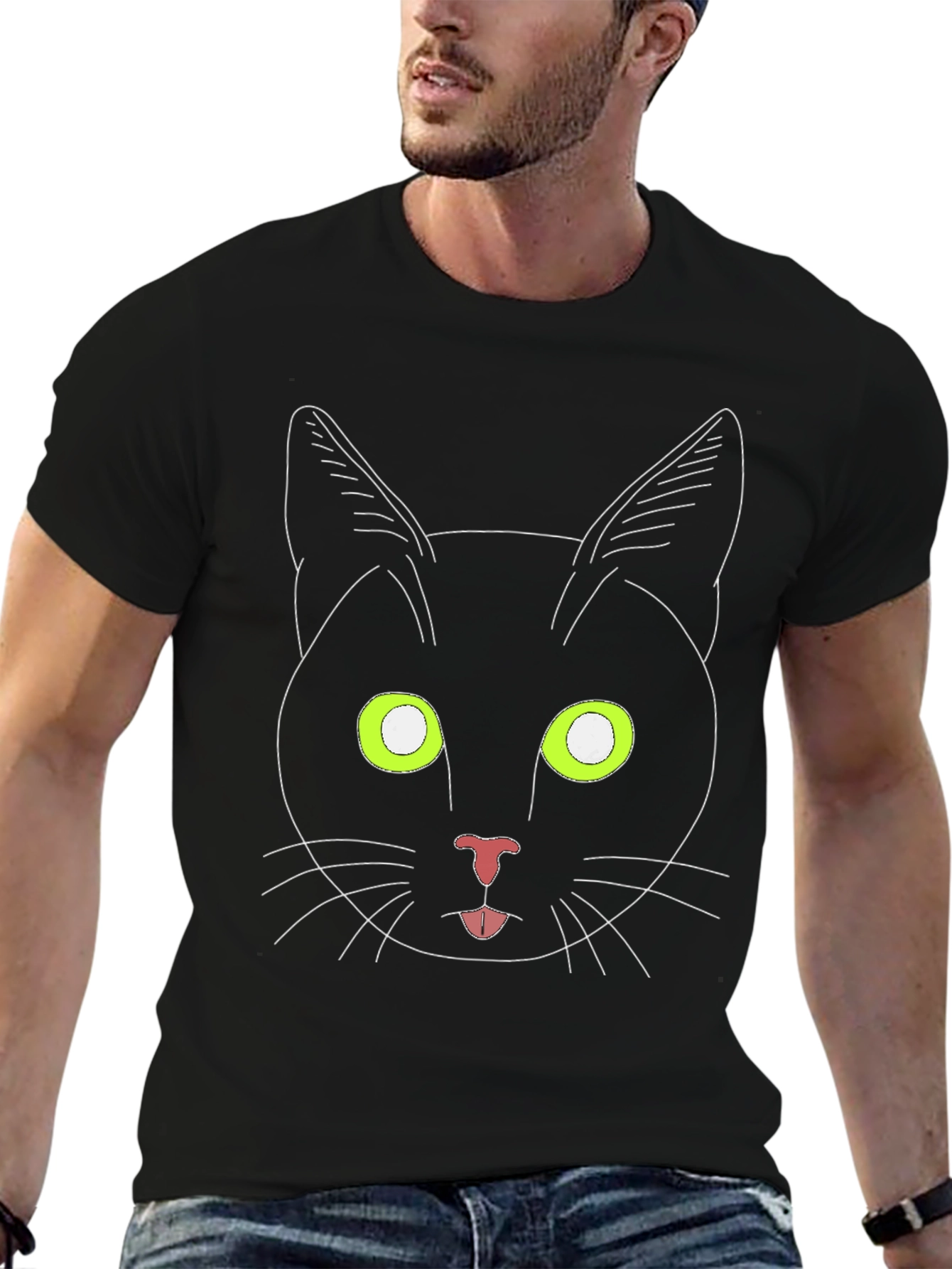 Black Cat Tee - Graphic Print T-Shirt
