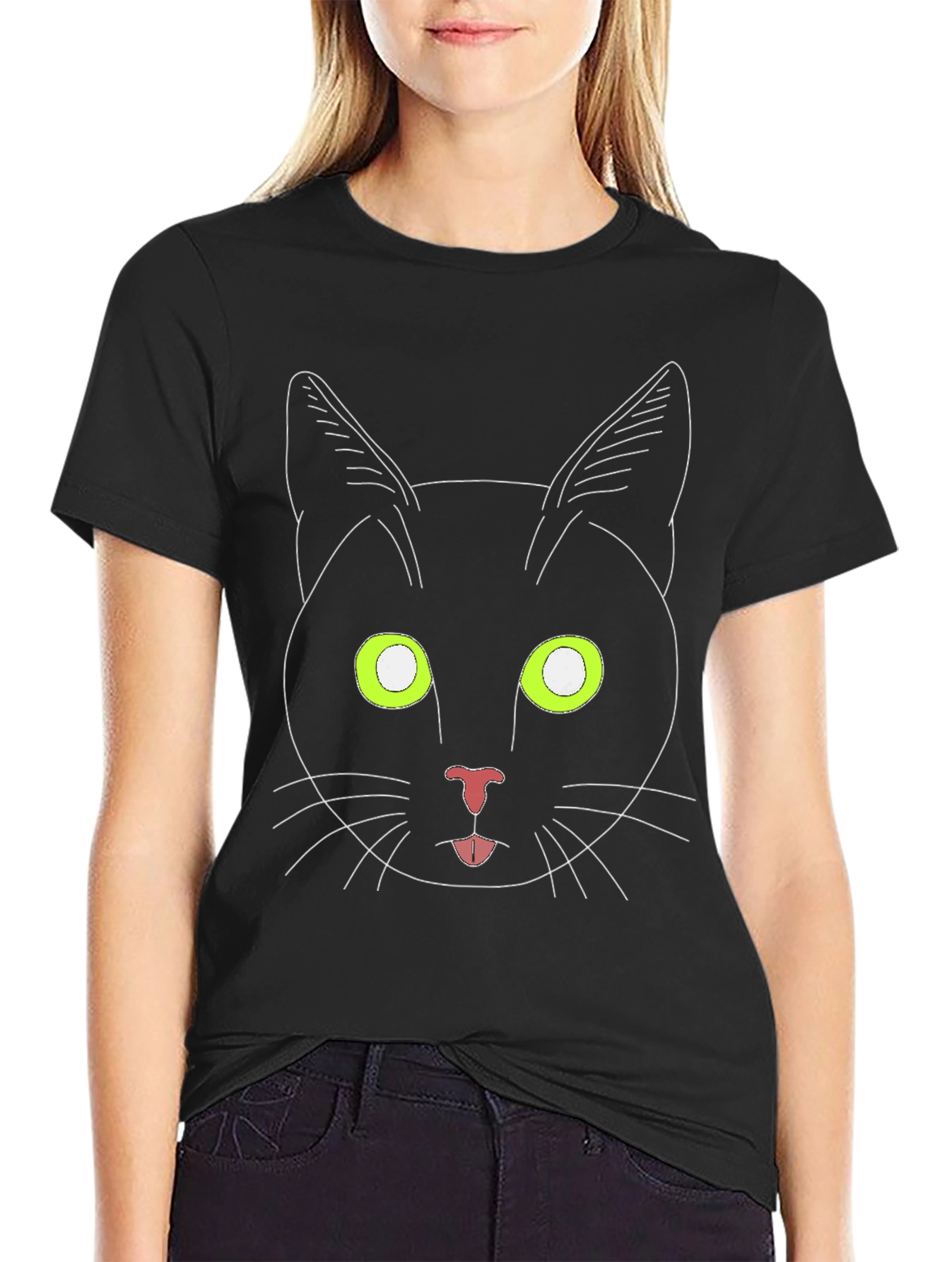 Black Cat Tee - Graphic Print T-Shirt
