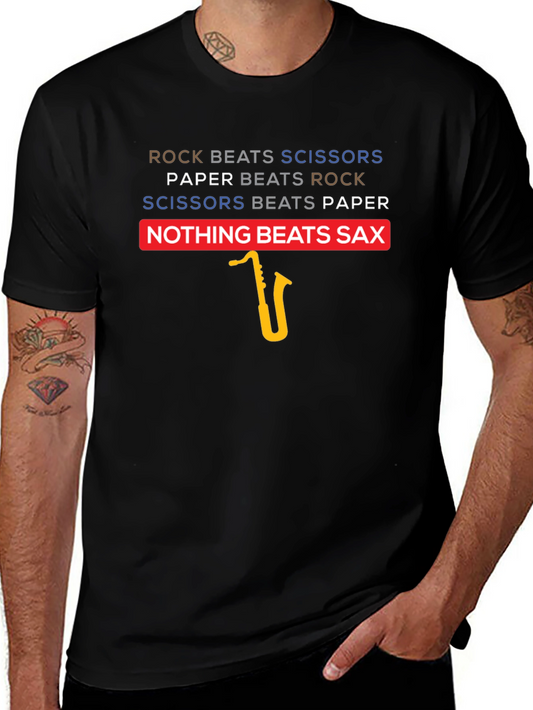 Nothing Beats Sax T-Shirt: Rock Paper Scissors Humor